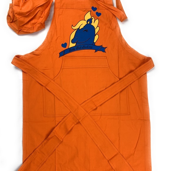 Orange bib apron and chef cap set - Picture 4 of 8